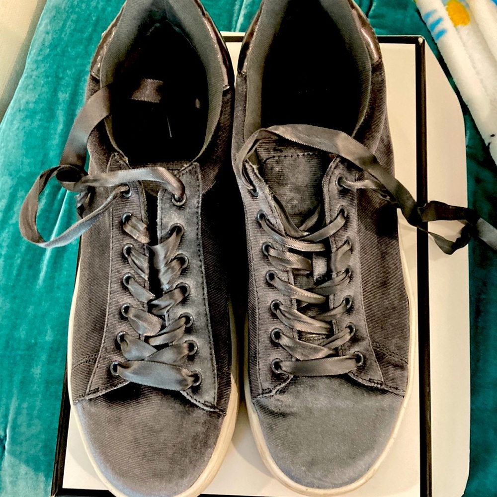 WHBM Kicks Grey Velvet Sneakers - Size 9.